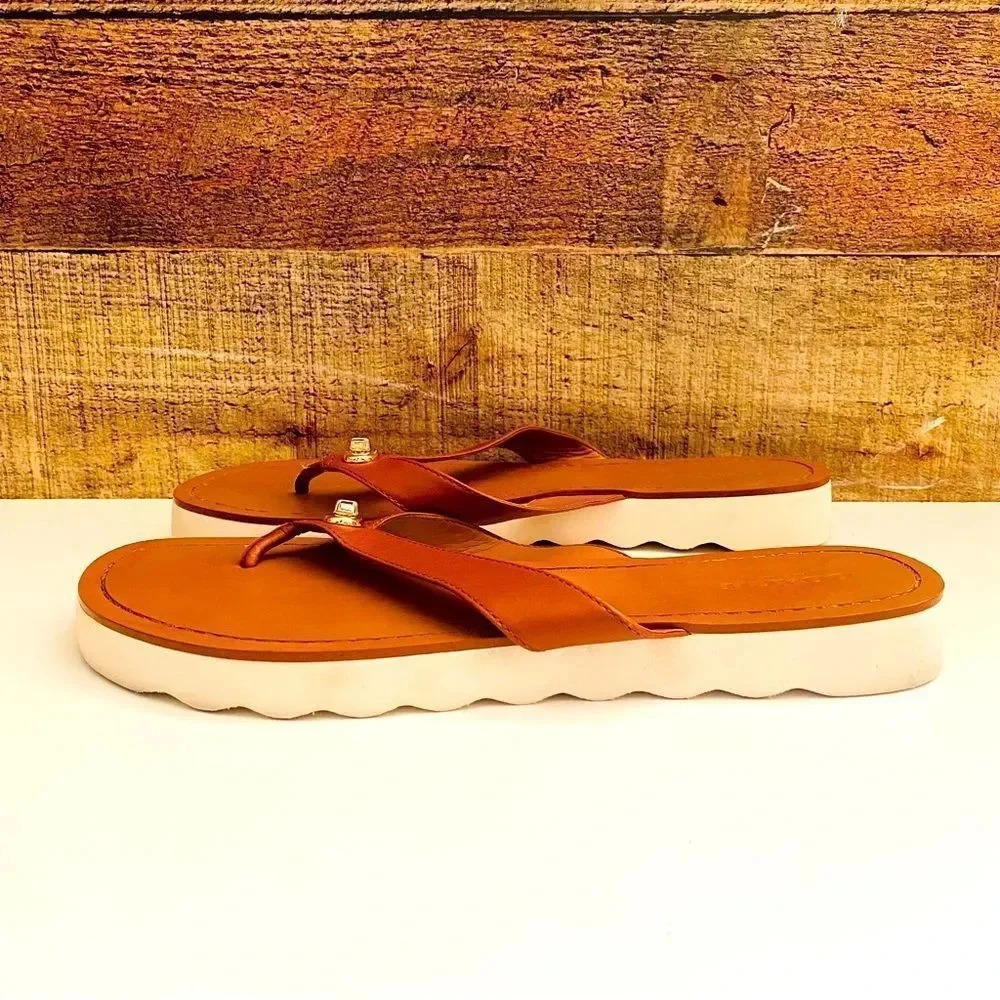 Coach Shelly Turn Lock Saddle Leather Sandals - Picture 4 of 10